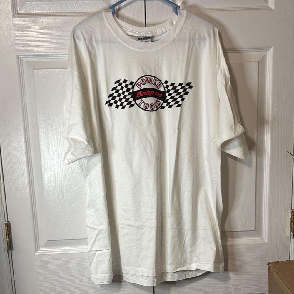 Snap On Tools White Short Sleeve Racing Tee Sz XL New Without Tags